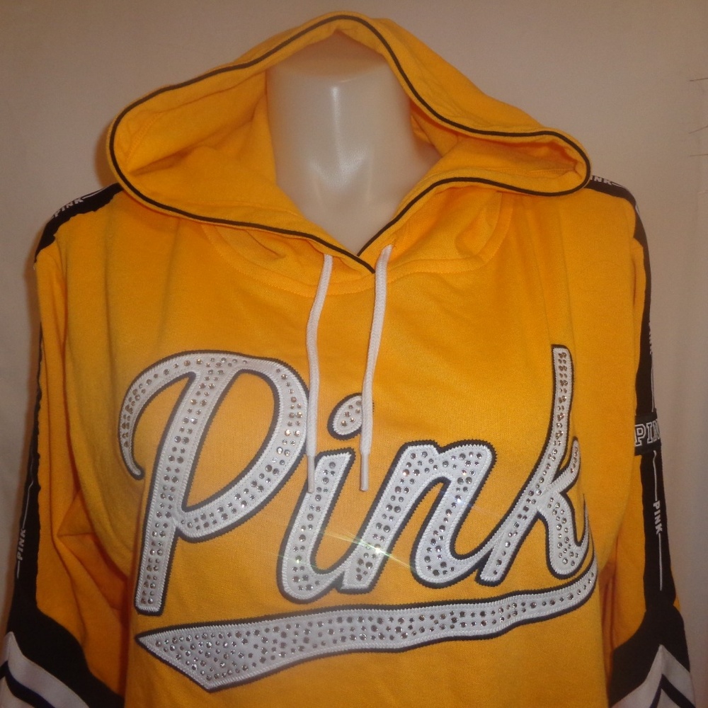 VS Pink L Hoodie Sweatshirt Pullover Bling Tunic - Picture 2 of 5